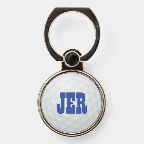 Golf Ball Custom Blue Monogrammed Initial Phone Ring Stand