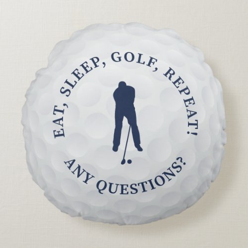 Golf Ball Custom Male Golfer Silhouette Cute Blue Round Pillow