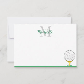 Golf Ball Custom Monogram Simple Note Card