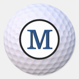 Golf Ball Customizable Monogram Blue Classic Round Sticker