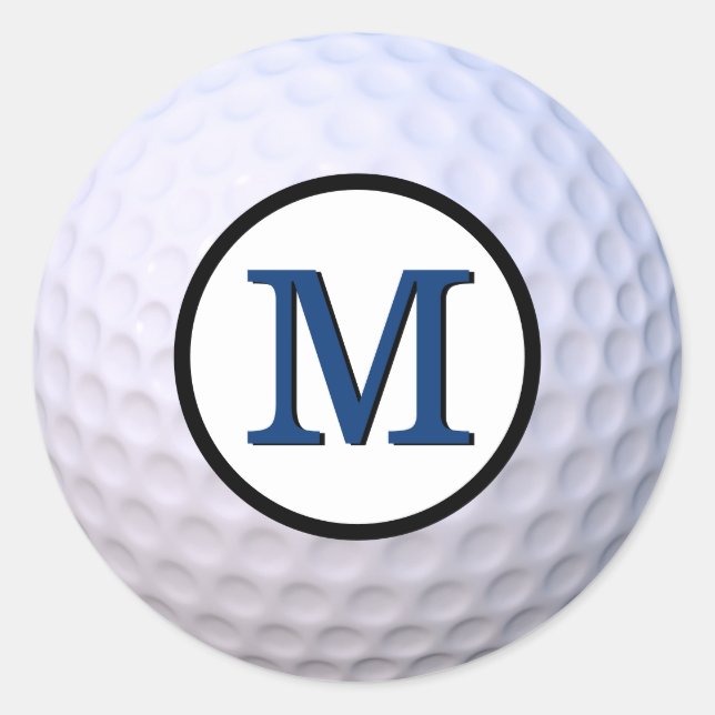 Golf Ball Customizable Monogram Blue Classic Round Sticker (Front)