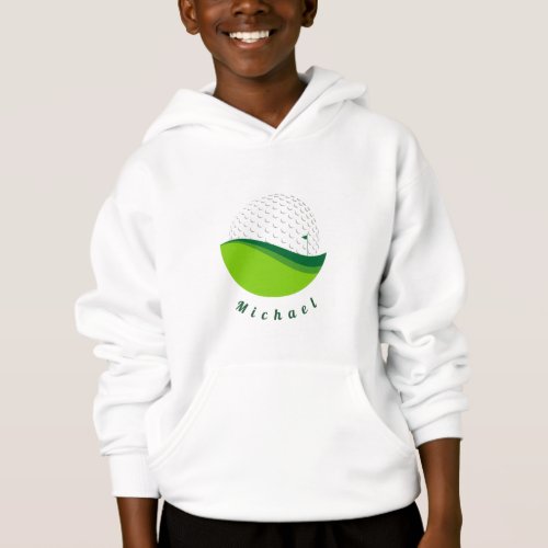 Golf Ball Design  Custom Boys Name Sports Golfer Hoodie