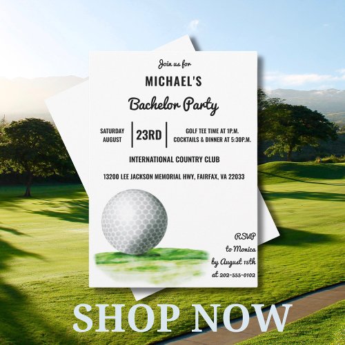 Golf Ball Design  Golf Bachelor Party  Invitation