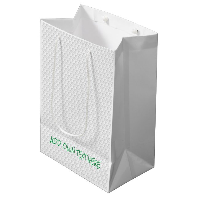 Golf Ball Dimples ADD OWN TEXT Modern Sports  Medium Gift Bag (Front Angled)