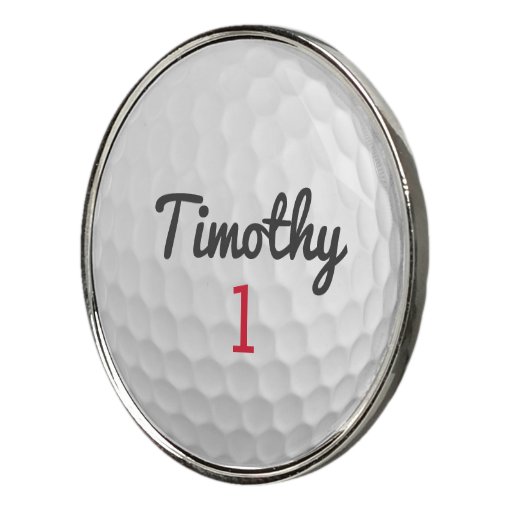 Golf Ball Dimples and Black Name Red Number Golf Ball Marker Zazzle