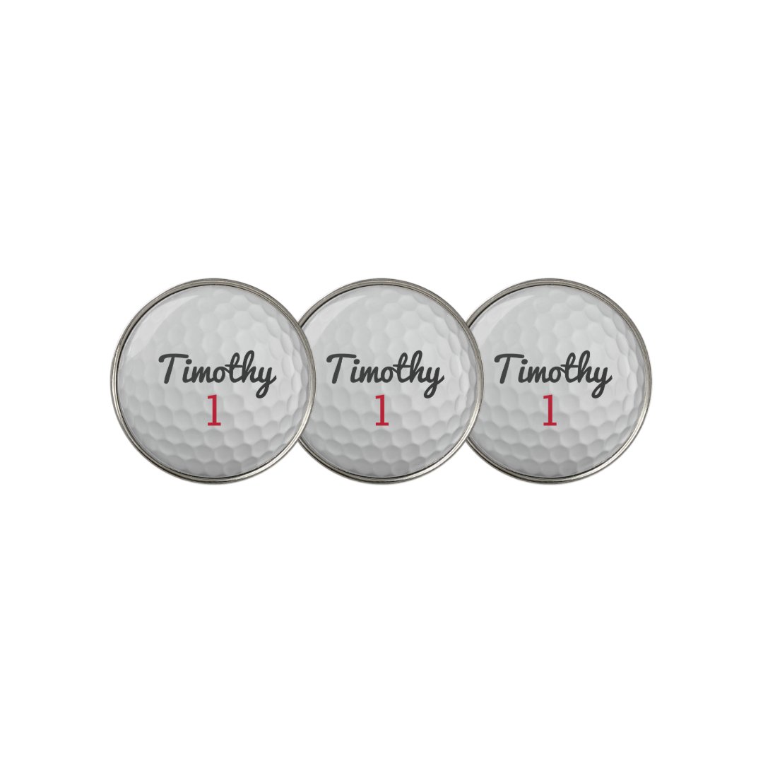 Golf Ball Dimples and Black Name Red Number Golf Ball Marker Zazzle