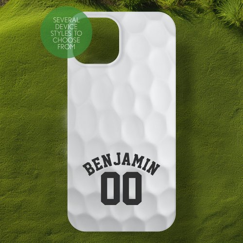 Golf Ball Dimples and Custom Name Number iPhone 15 Case