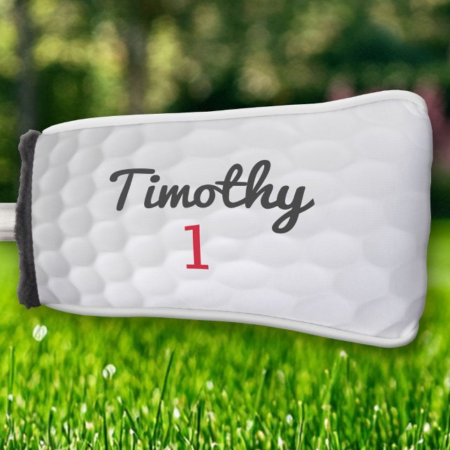 Golf Ball Dimples - Black Name Red Number Golf Head Cover (Golf Cover - Custom)