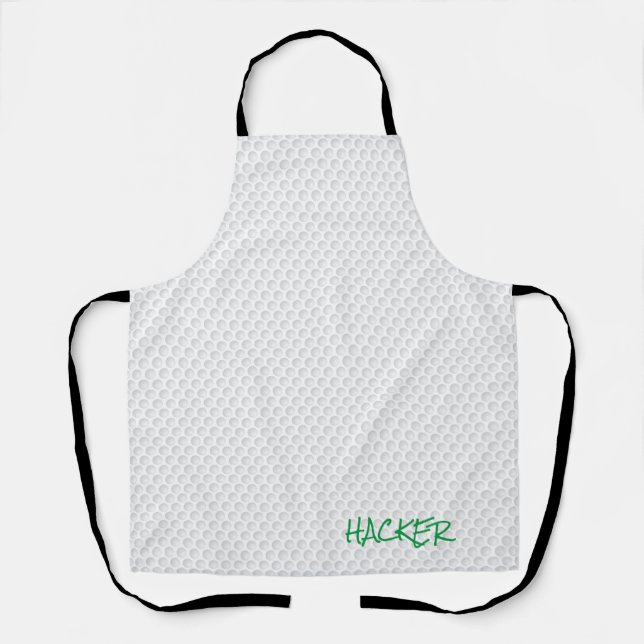 Golf Ball Dimples HACKER text Funny Sports Apron (Front)
