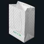 Golf Ball Dimples Hole In One Funny Golfing Sports Medium Gift Bag<br><div class="desc">Golf Ball Dimples pattern with custom HOLE IN ONE in green. Easy to personalize text, text color. Fun gift for ANY Golfer. Dad, Coach, Player, Pro, Armchair golfer, Team Award, Country Club member, Competitor, Hacker, Party theme, Event Favor, Fundraiser. Modern, Classic, Fun. Mix and match entire Golf / Sports /...</div>