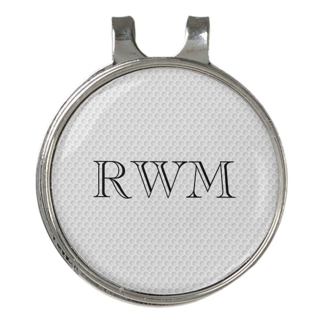 Golf Ball Dimples INITIALS Classic Golfer Golfing  Golf Hat Clip (Front)