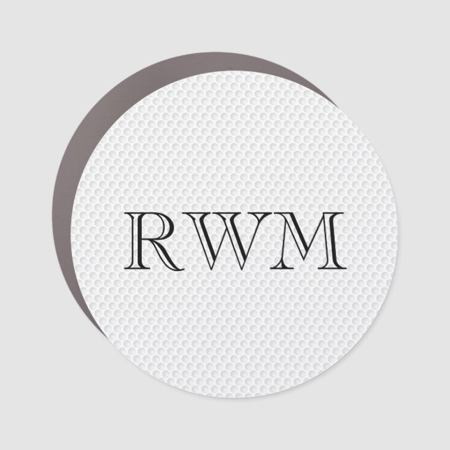 Golf Ball Dimples INITIALS Unisex Golfer Sports Car Magnet (Front)