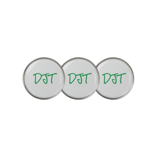 Golf Ball Dimples INITIALS White Green Golfing  Marker (3 Up)
