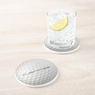 Golf Ball Dimples pattern with Personalized Text Coaster