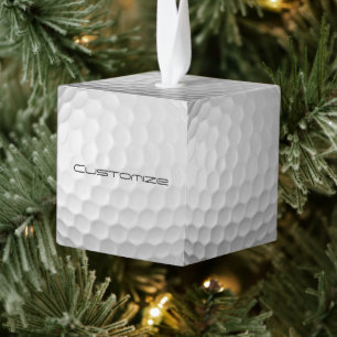 Golf Ball Dimples pattern with Personalized Text Cube Ornament