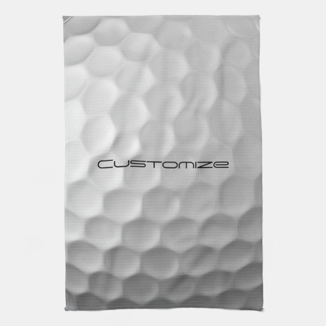 Golf Ball Dimples pattern with Personalized Text Kitchen Towel (Vertical)