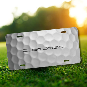 Golf Ball Dimples pattern with Personalized Text License Plate