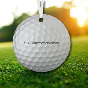 Golf Ball Dimples pattern with Personalized Text Metal Ornament