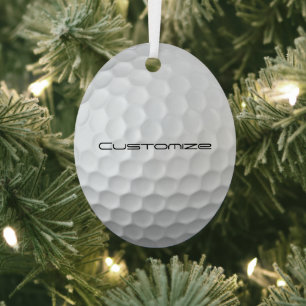 Golf Ball Dimples pattern with Personalized Text Metal Ornament