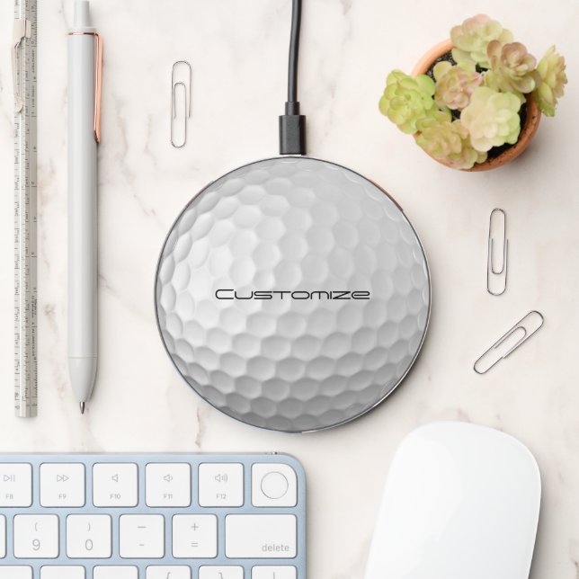 Golf Ball Dimples pattern with Personalized Text Wireless Charger (Desk)