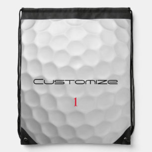 Golf Ball Dimples Personalized Text and Number Drawstring Bag