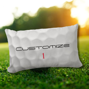 Golf Ball Dimples Personalized Text and Number Lumbar Pillow
