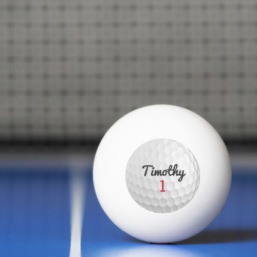 Golf Ball Dimples with Black Name Red Number