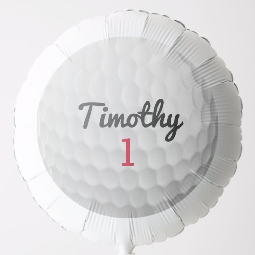 Golf Ball Dimples with Black Name Red Number Balloon