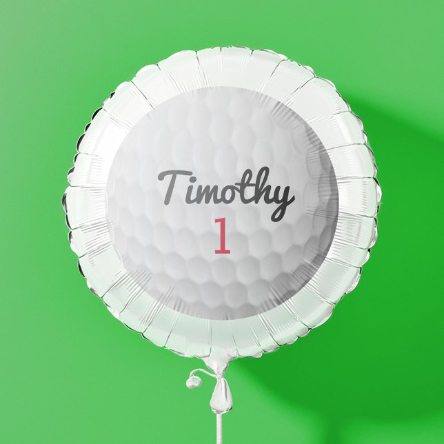 Golf Ball Dimples with Black Name Red Number Balloon (Custom Mylar Balloon)