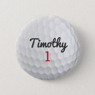 Golf Ball Dimples with Black Name Red Number Button