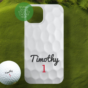 Golf Ball Dimples with Black Name Red Number iPhone 17 Pro Case