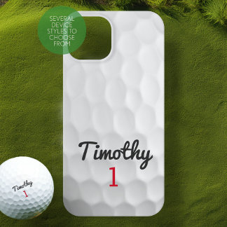 Golf Ball Dimples with Black Name Red Number iPhone 17 Pro Case