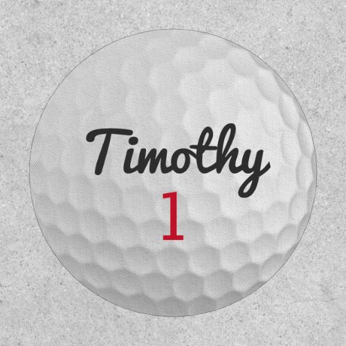 Golf Ball Dimples with Black Name Red Number Patch