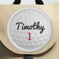 Golf Ball Dimples with Black Name Red Number