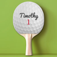 Golf Ball Dimples with Black Name Red Number