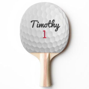 Golf Ball Dimples with Black Name Red Number Ping Pong Paddle