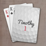 Golf Ball Dimples with Black Name Red Number Playing Cards<br><div class="desc">A sporty and manly pattern for the guys and boys in your family. This sports design is perfect for any athlete. It looks like a photo of a golf ball. You can use this as a Happy Birthday favor and include the number years old in the number area.</div>