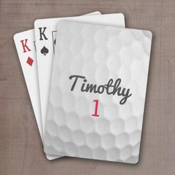 Golf Ball Dimples With Black Name Red Number Playing Cards by MyRazzleDazzle at Zazzle