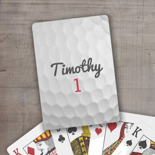 Golf Ball Dimples with Black Name Red Number Playing Cards