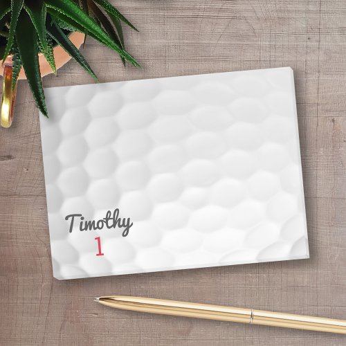 Golf Ball Dimples with Black Name Red Number Post_it Notes