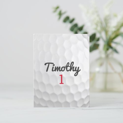 Golf Ball Dimples with Black Name Red Number Postcard
