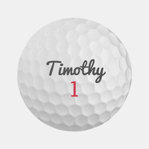Golf Ball Dimples with Black Name Red Number Rug