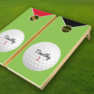 Golf Ball Dimples with Classic Monogram Marker Cornhole Set