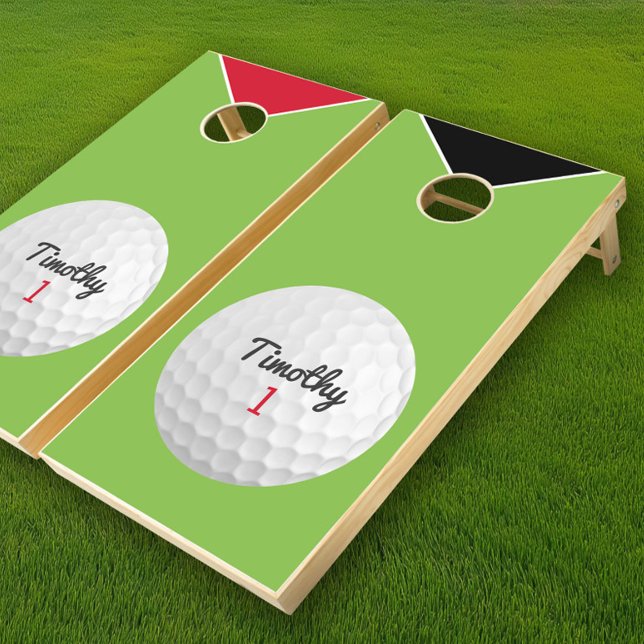 Golf Ball Dimples with Classic Monogram Marker Cornhole Set (Custom Cornhole)