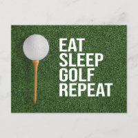 Golf Ball eat sleep golf repeat on green grass