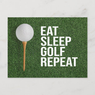 Golf Ball eat sleep golf repeat on green grass Postcard