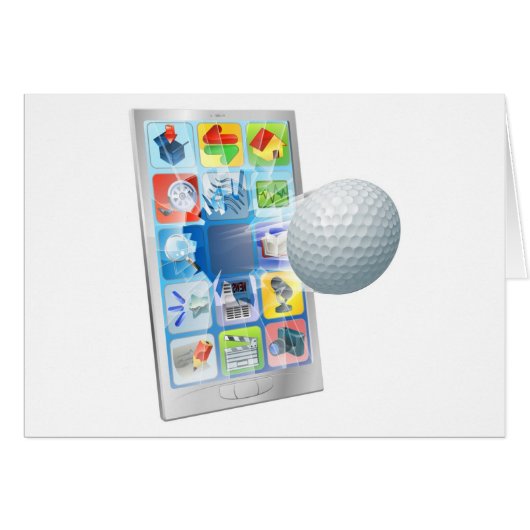 Golf ball flying out of cell phone cards (Front Horizontal)