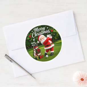 Golf ball for Christmas Greeting Classic Round Sticker