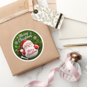 Golf ball for Christmas Greeting Classic Round Sticker