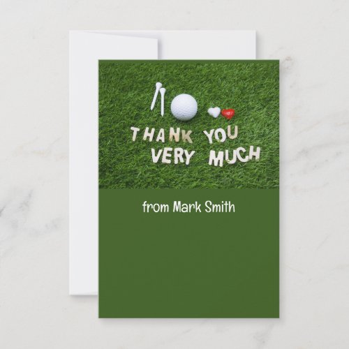 Golf Ball for Golfer on green grass Thank You Card